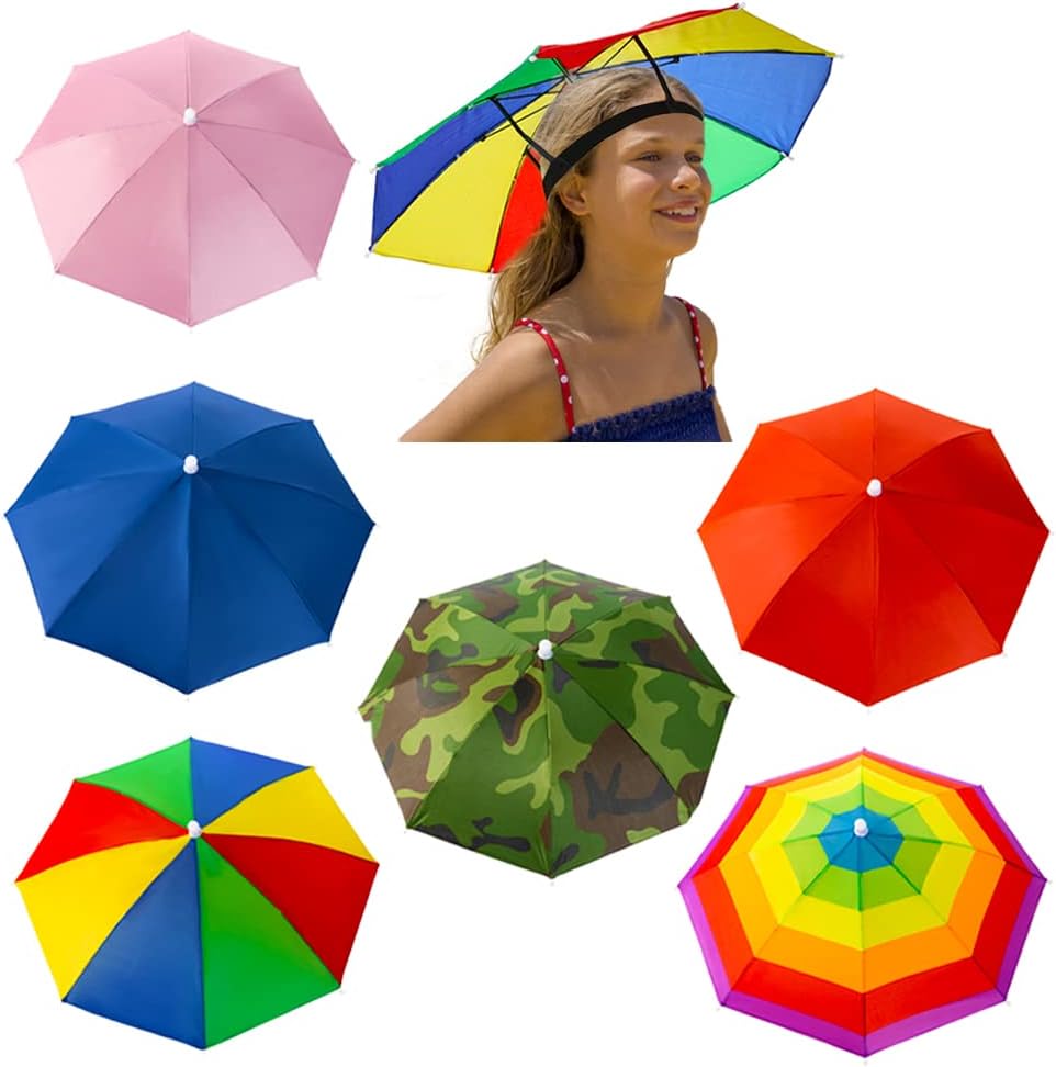 Kids Outdoor Umbrella - Rainbow Umbrella Hat for Kids Adults,