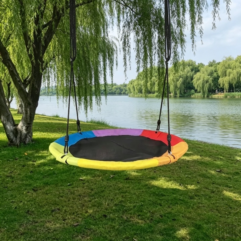 Kids Outdoor Swing Set - Circular Oxford Net Canvas Kids Hammock
