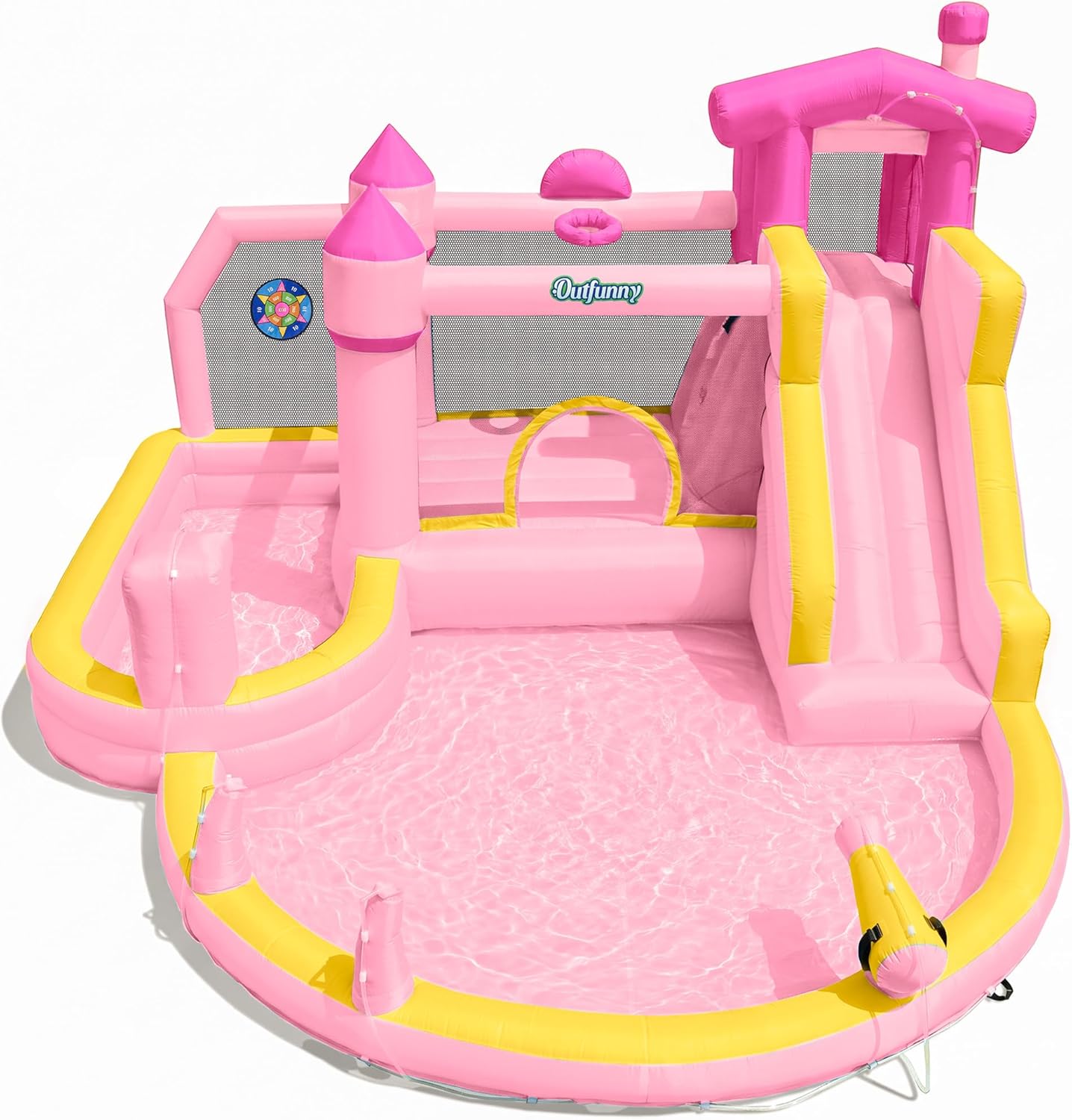 Kids Outdoor House - Pink Inflatable Water Slide Bounce House