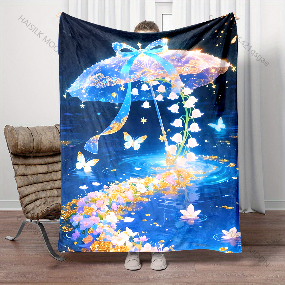 Kids Outdoor Umbrella - Fantasy umbrella and butterflies Print Blanket
