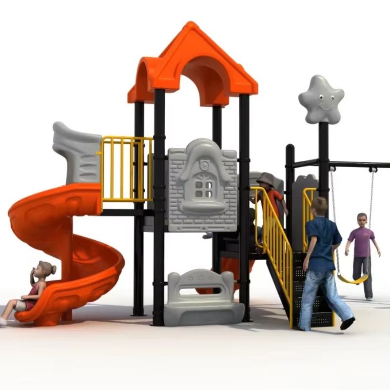Kids Outdoor Swing Set - Outdoor Steel Plastic Swing Set with