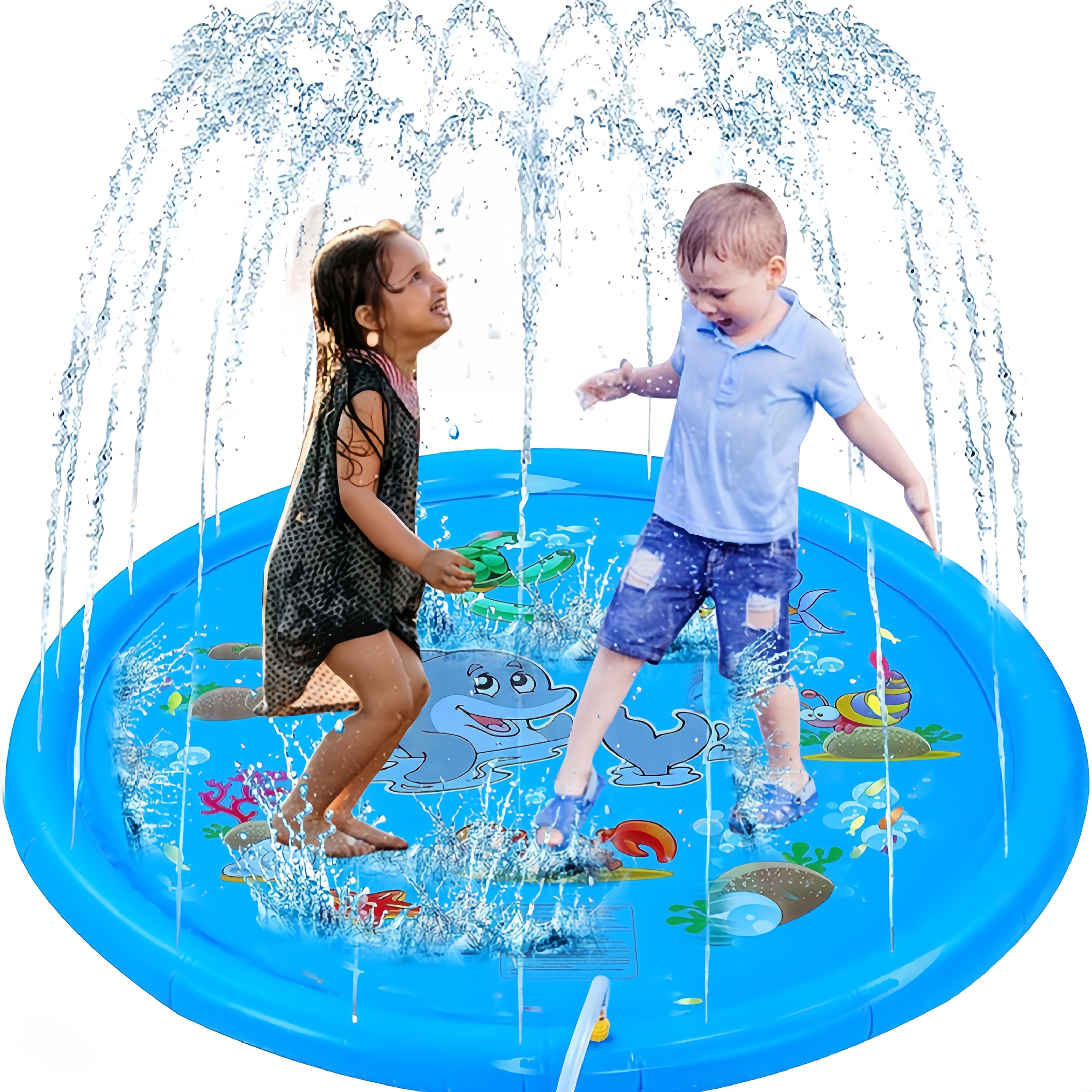Kids Outdoor Water Sprinkler - PVC Inflatable Splash Pad Sprinkler for