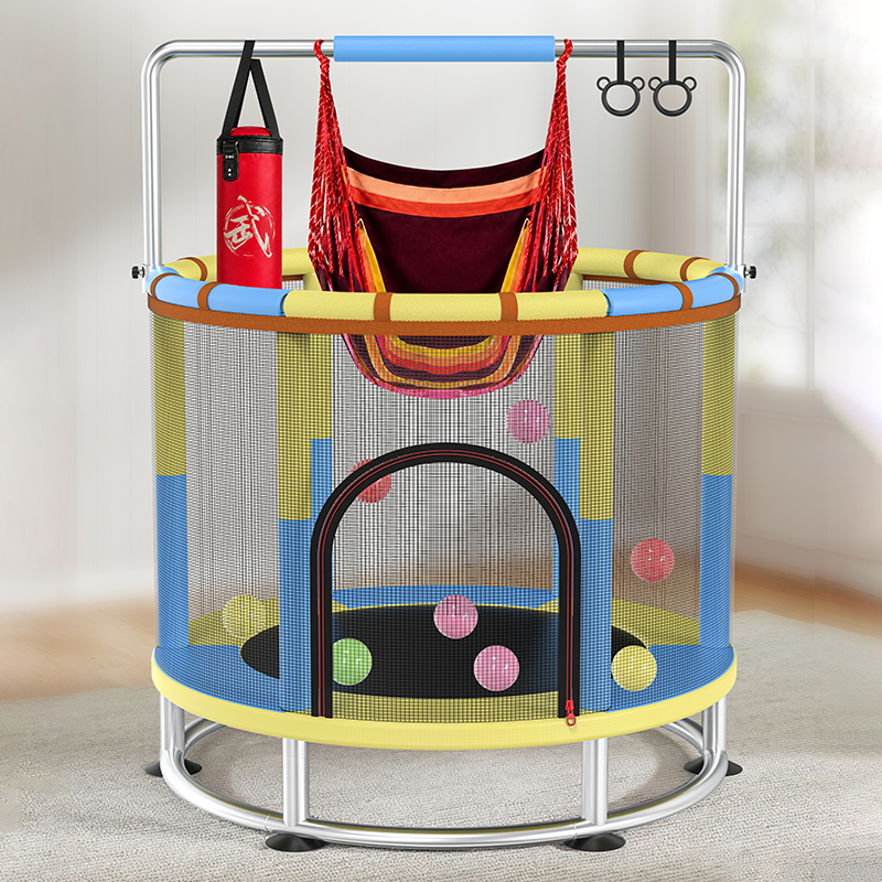 Kids Outdoor Swing Set - Trampoline with Protective Net, PVC Material