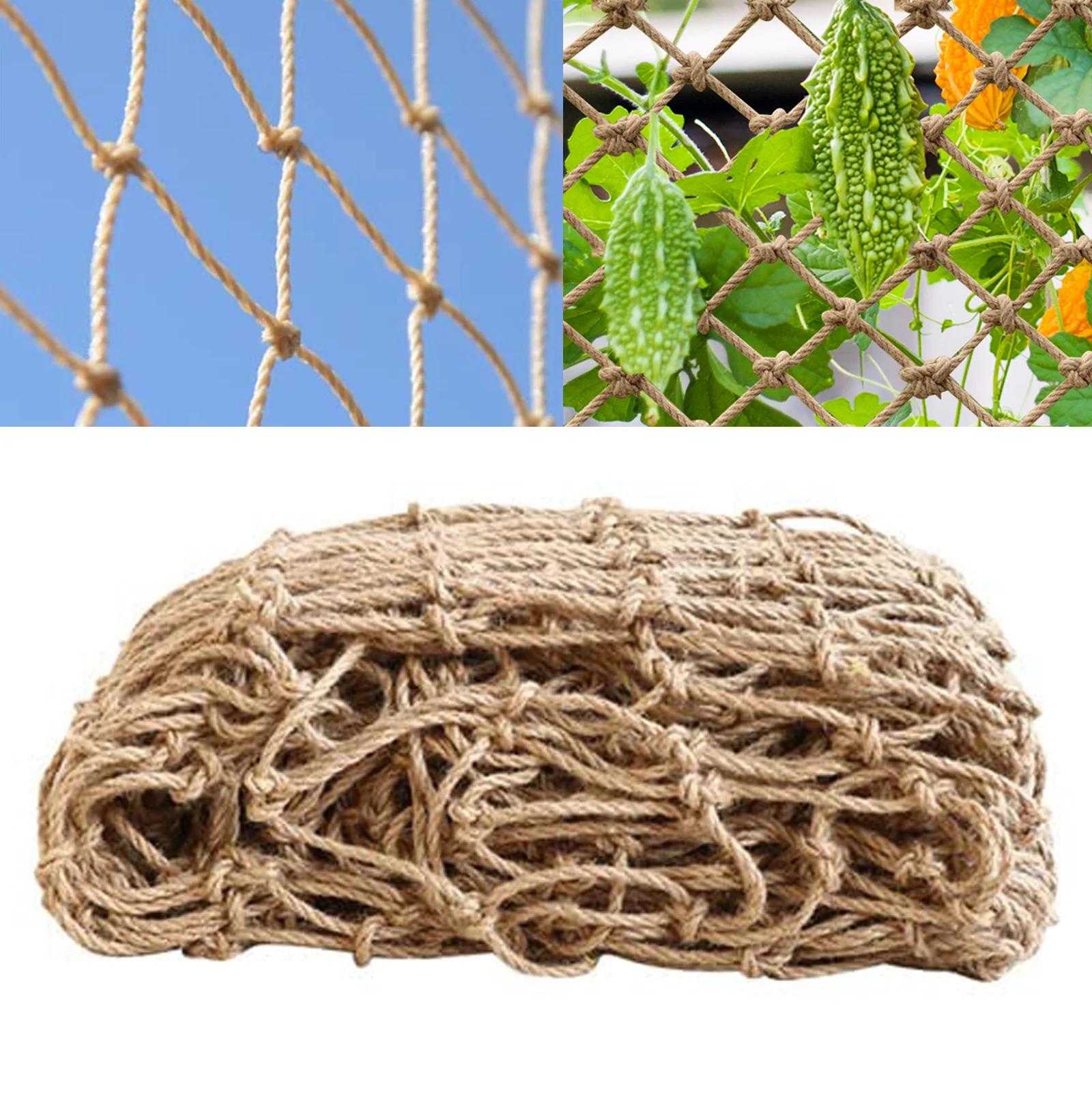 Kids Outdoor Net - Plant Support Netting Natural Jute Rope