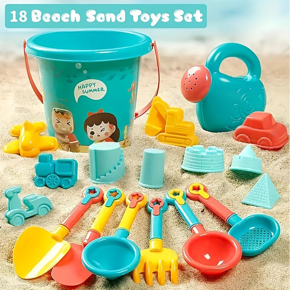 Kids Outdoor Water Play - 18PCS Beach Sand Toy Set, Durable