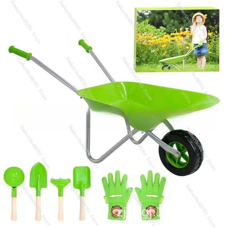 Kids Outdoor Play - Kids Outdoor Wheelbarrow, Green Garden Play