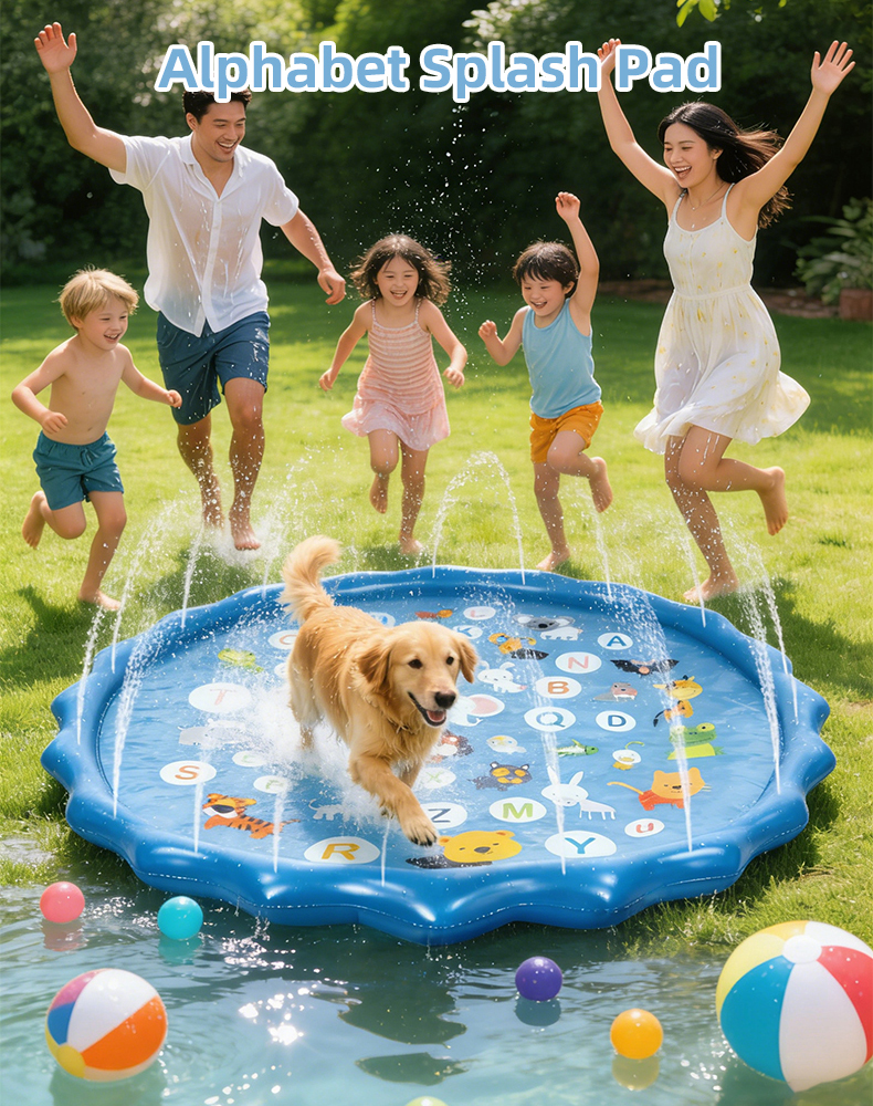 Kids Outdoor Water Sprinkler - Alphabet Inflatable Water Sprinkler Pad Kids