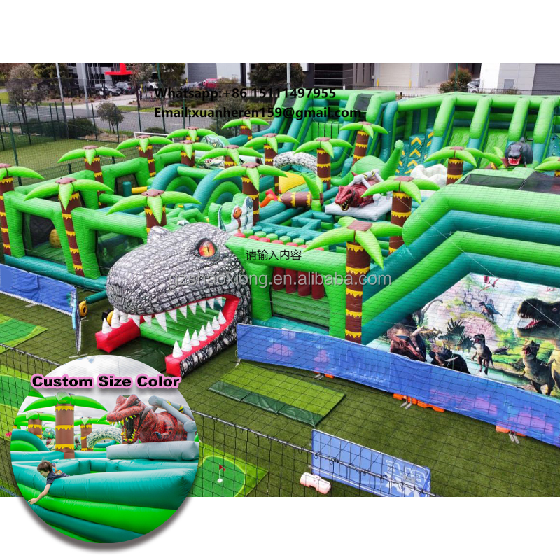 Kids Outdoor Adventure Park - Adventure Inflatable Park Large Dinosaur Obstacle