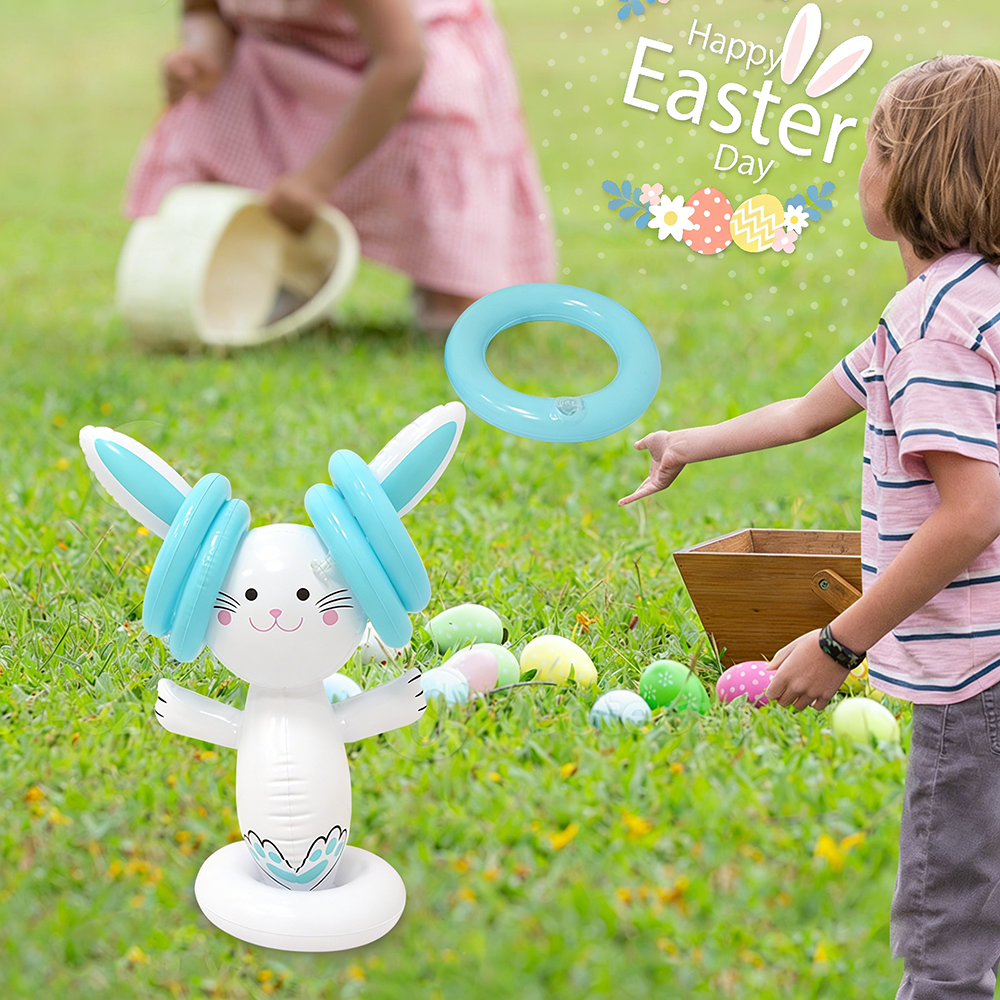 Kids Outdoor Easter Toys - Easter Inflatable Bunny Ring Toss Game