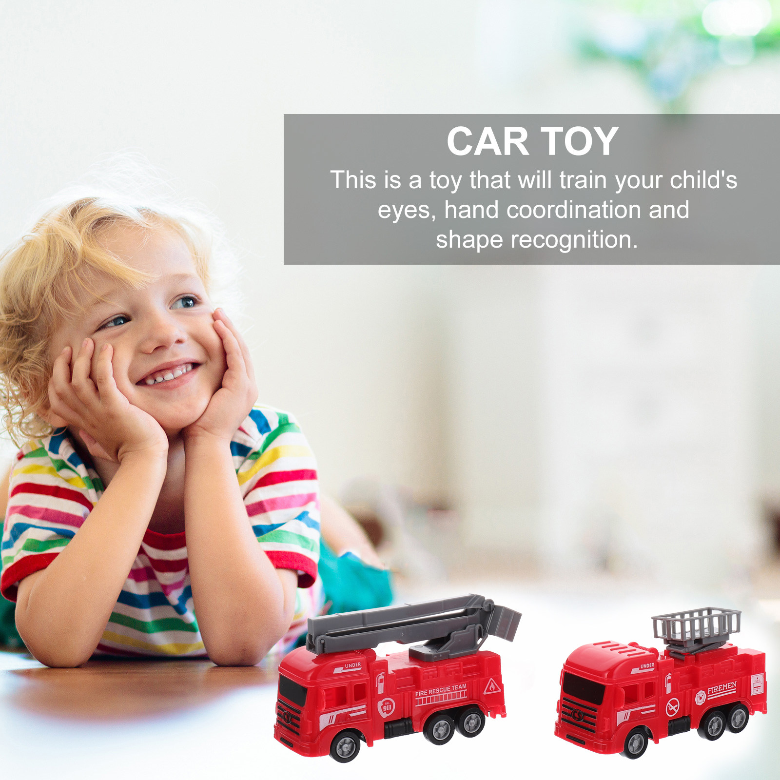 Kids Outdoor Car - 8Pcs Pull-Back Fire Truck Vehicles Safe