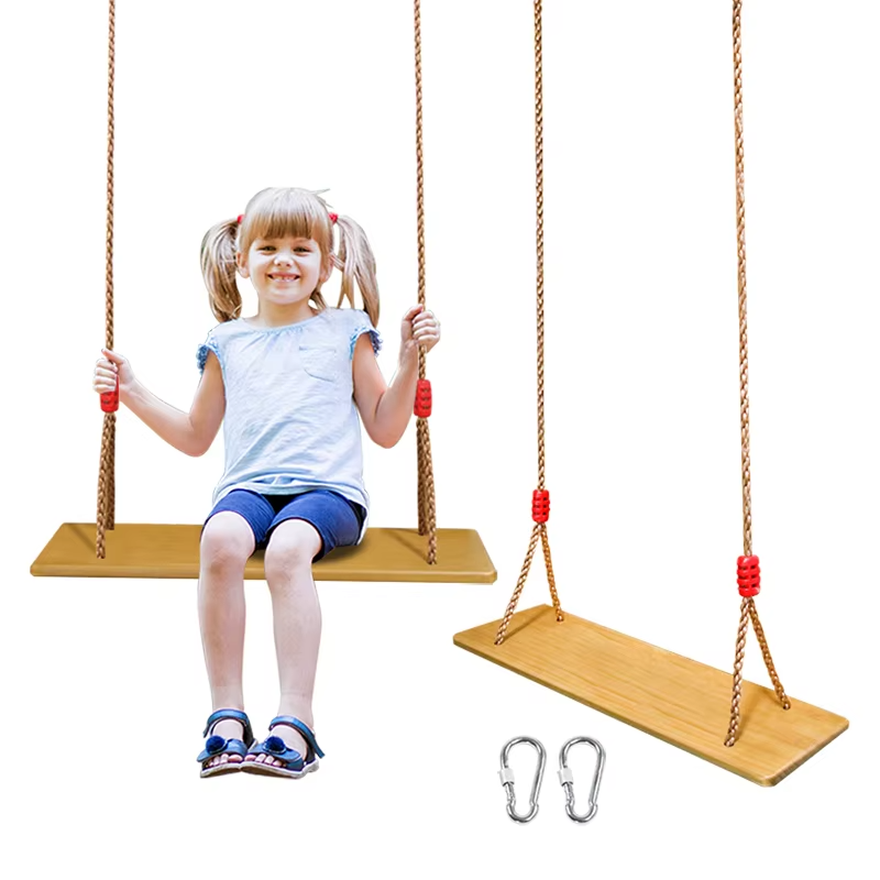 Kids Outdoor Swing Set - Wood Tree Swing Seat Indoor Outdoor