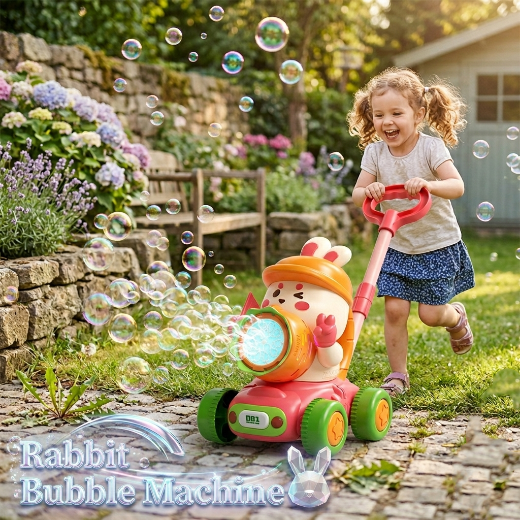 Kids Outdoor Lawn Mower - Turnip Rabbit Bubble Lawn Mower Machine