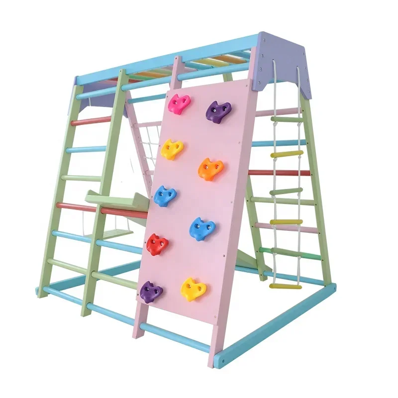 Kids Outdoor Swing Set - Kids Wooden Climbing Frame Indoor Set