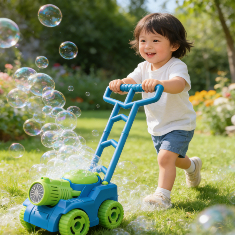 Kids Outdoor Lawn Mower - Children Bubble Lawn Mower Push Electronic