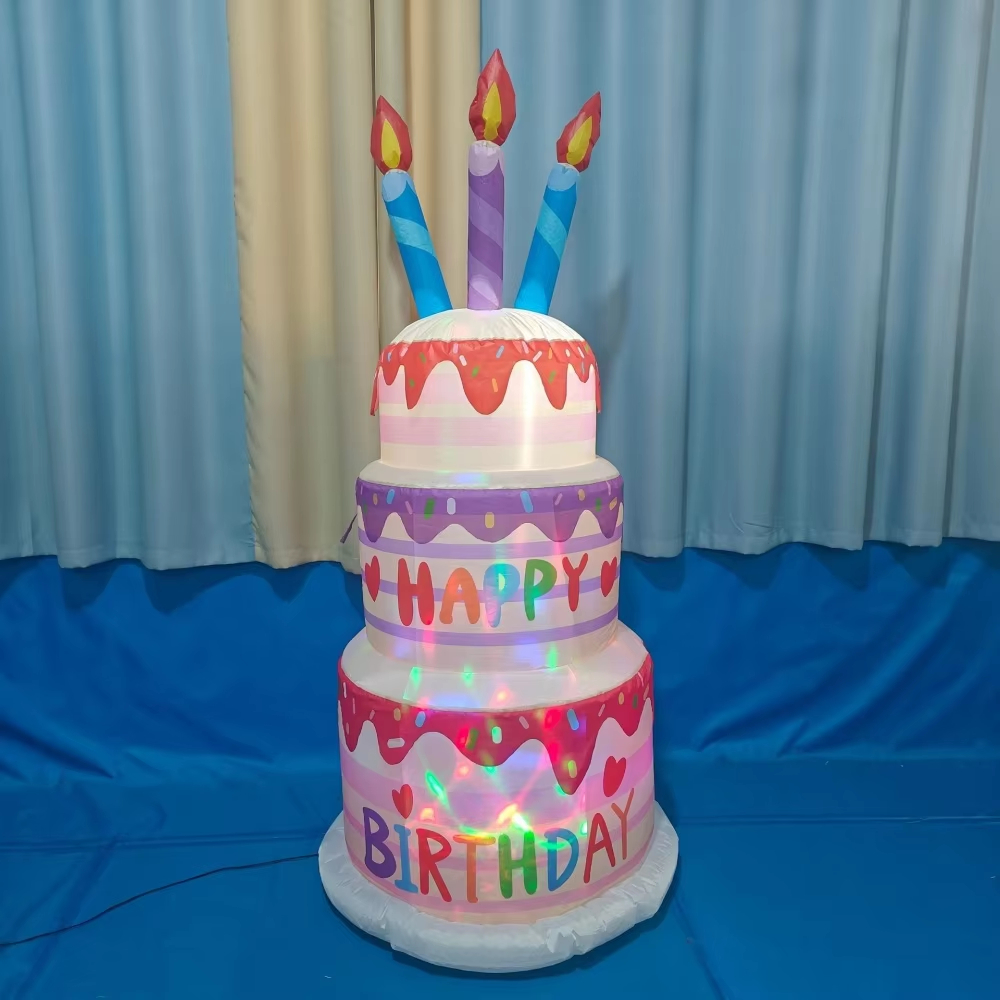 Kids Outdoor Gifts - 1.8M Inflatable Birthday Cake Decoration Happy