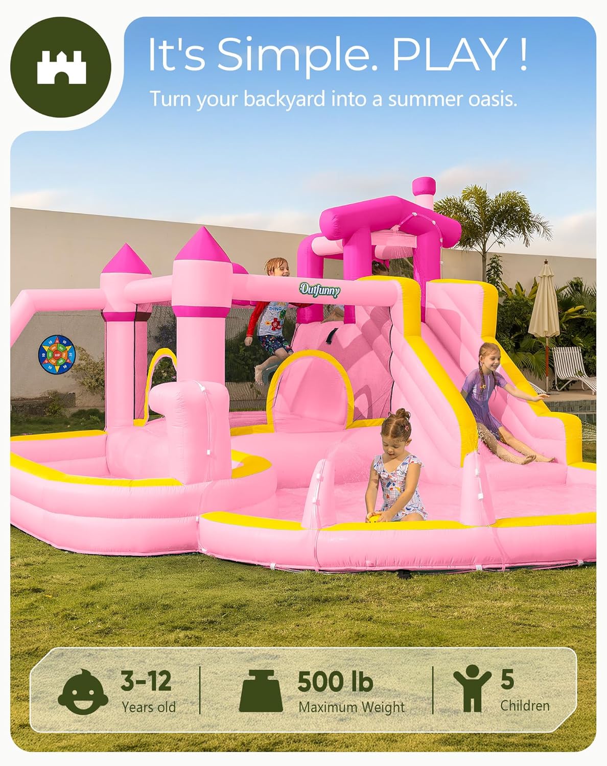 Pink Inflatable Water Slide Bo - đánh giá và giá Kids Outdoor House