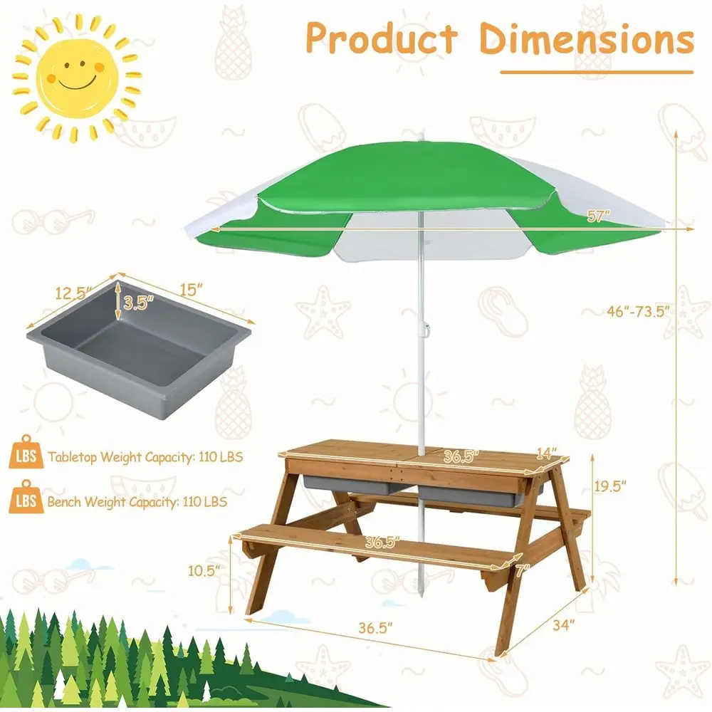 4-in-1 Wooden Sand & Water Pic - đánh giá và giá Kids Outdoor Umbrella