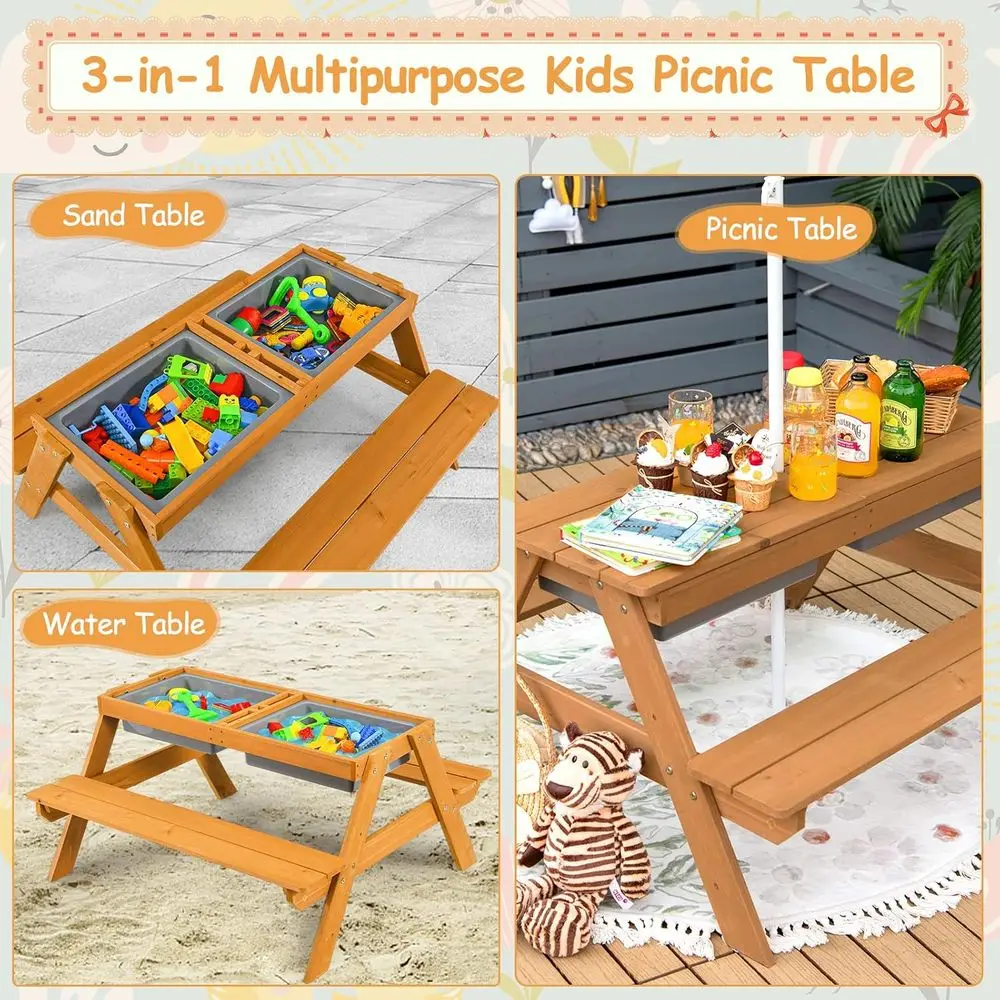 4-in-1 Wooden Sand & Water Pic - đánh giá và giá Kids Outdoor Umbrella
