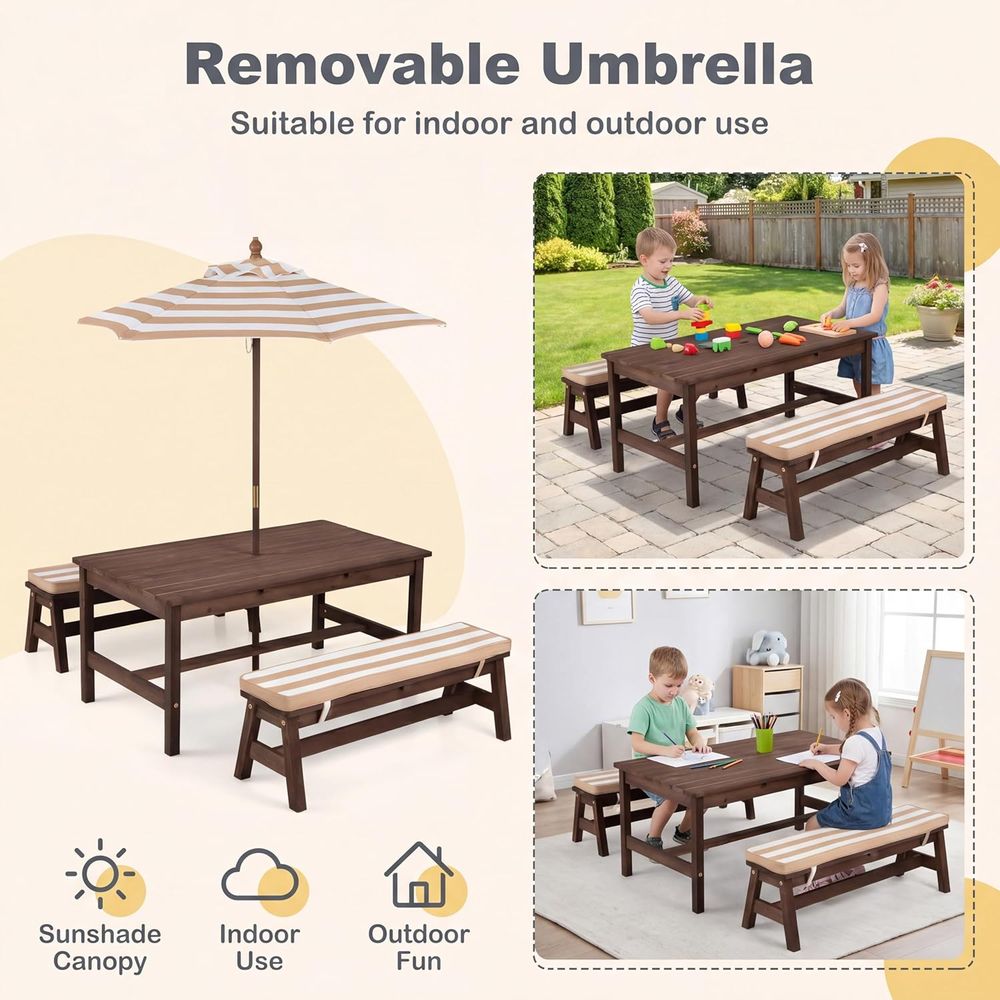 Kids Picnic Table, Large 42“x  - đánh giá và giá Kids Outdoor Umbrella