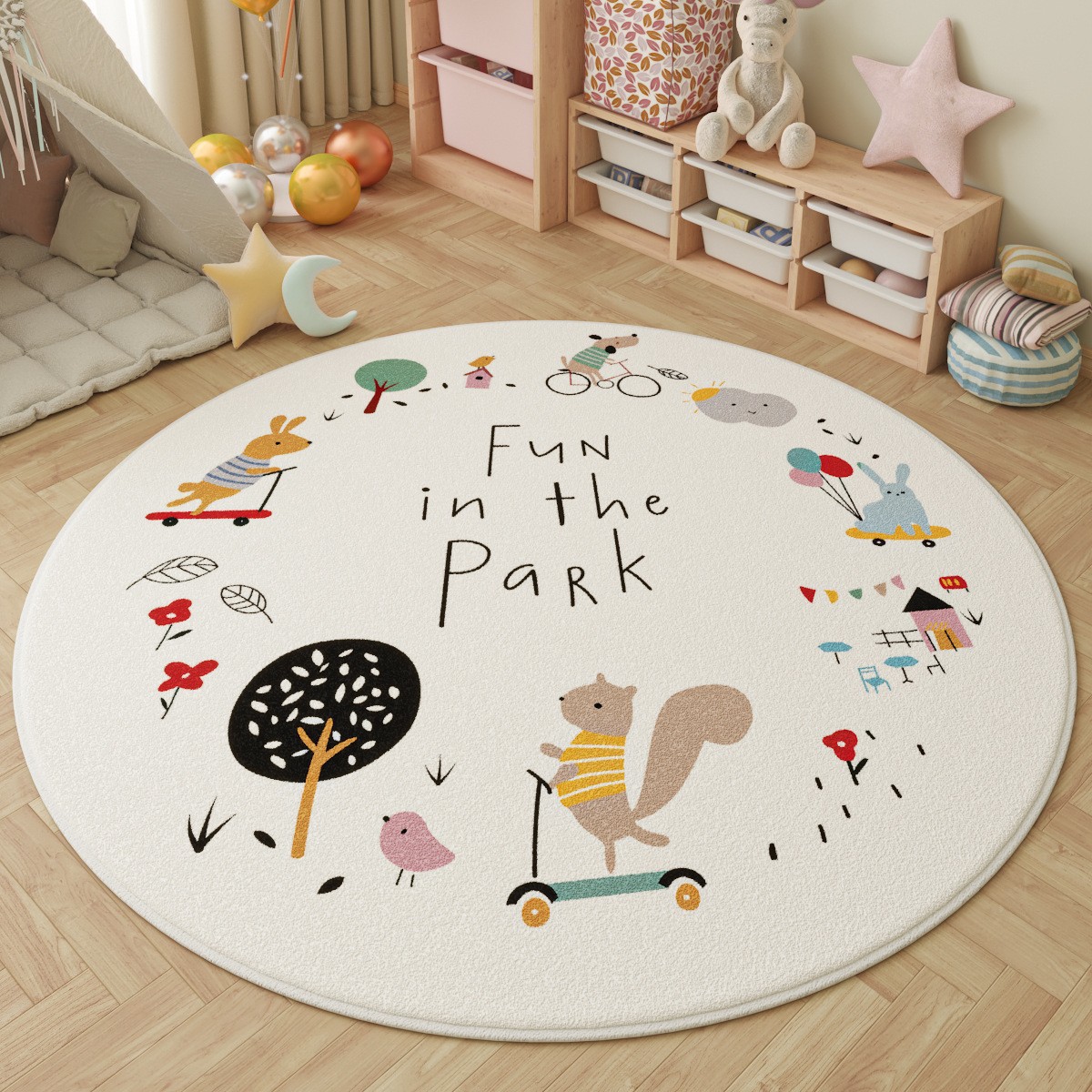 Fun in the Park Kids Round Rug - đánh giá và giá Kids Outdoor Adventure Park