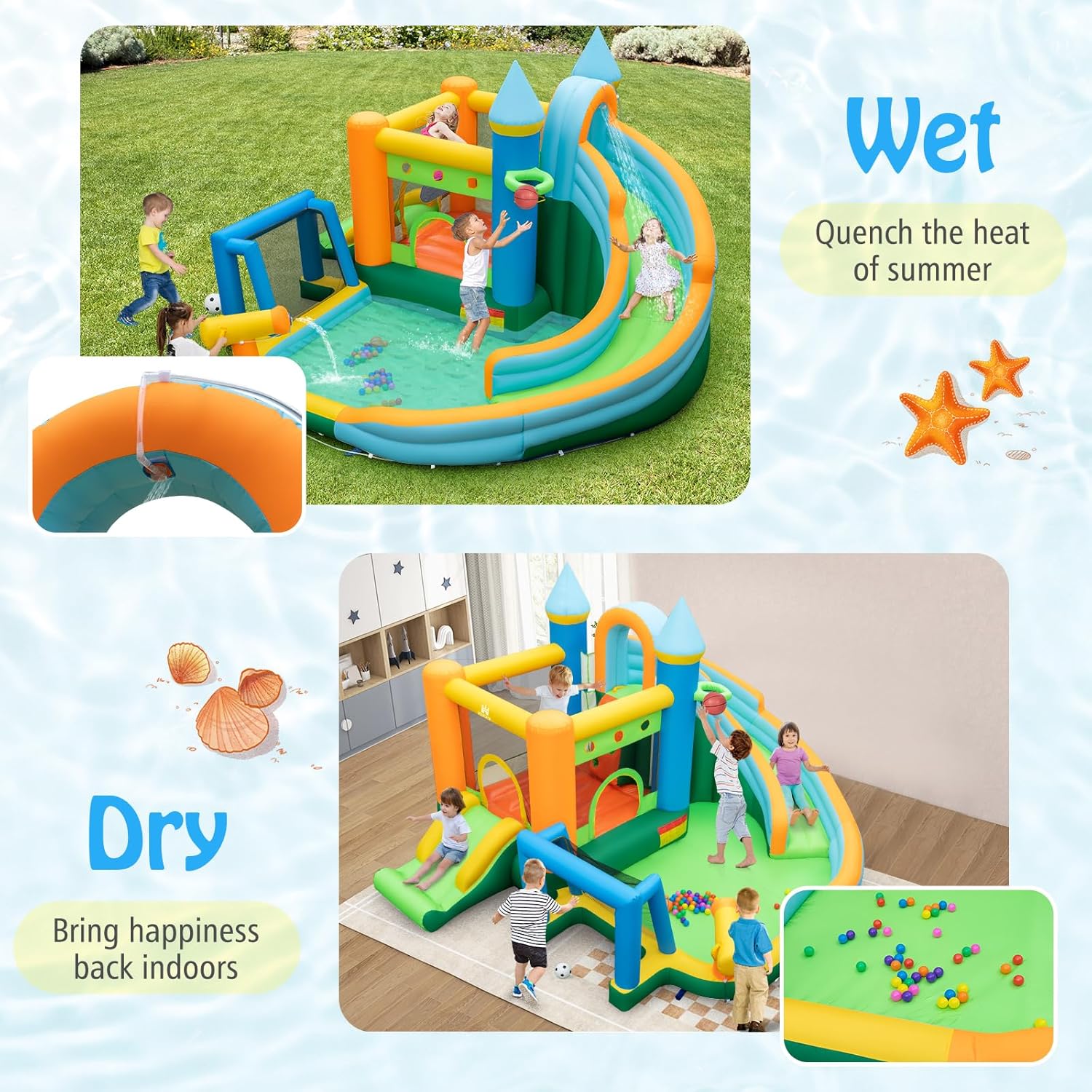 9-in-1 Inflatable Water Slide  - đánh giá và giá Kids Outdoor House