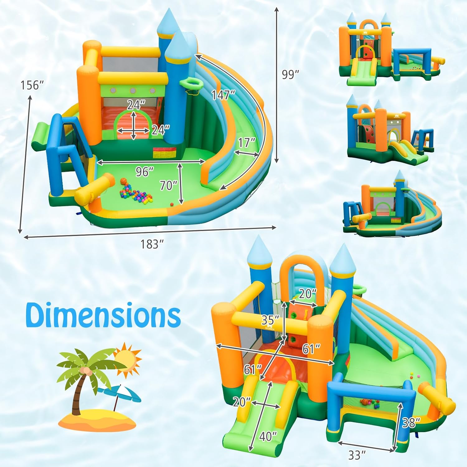 9-in-1 Inflatable Water Slide  - đánh giá và giá Kids Outdoor House