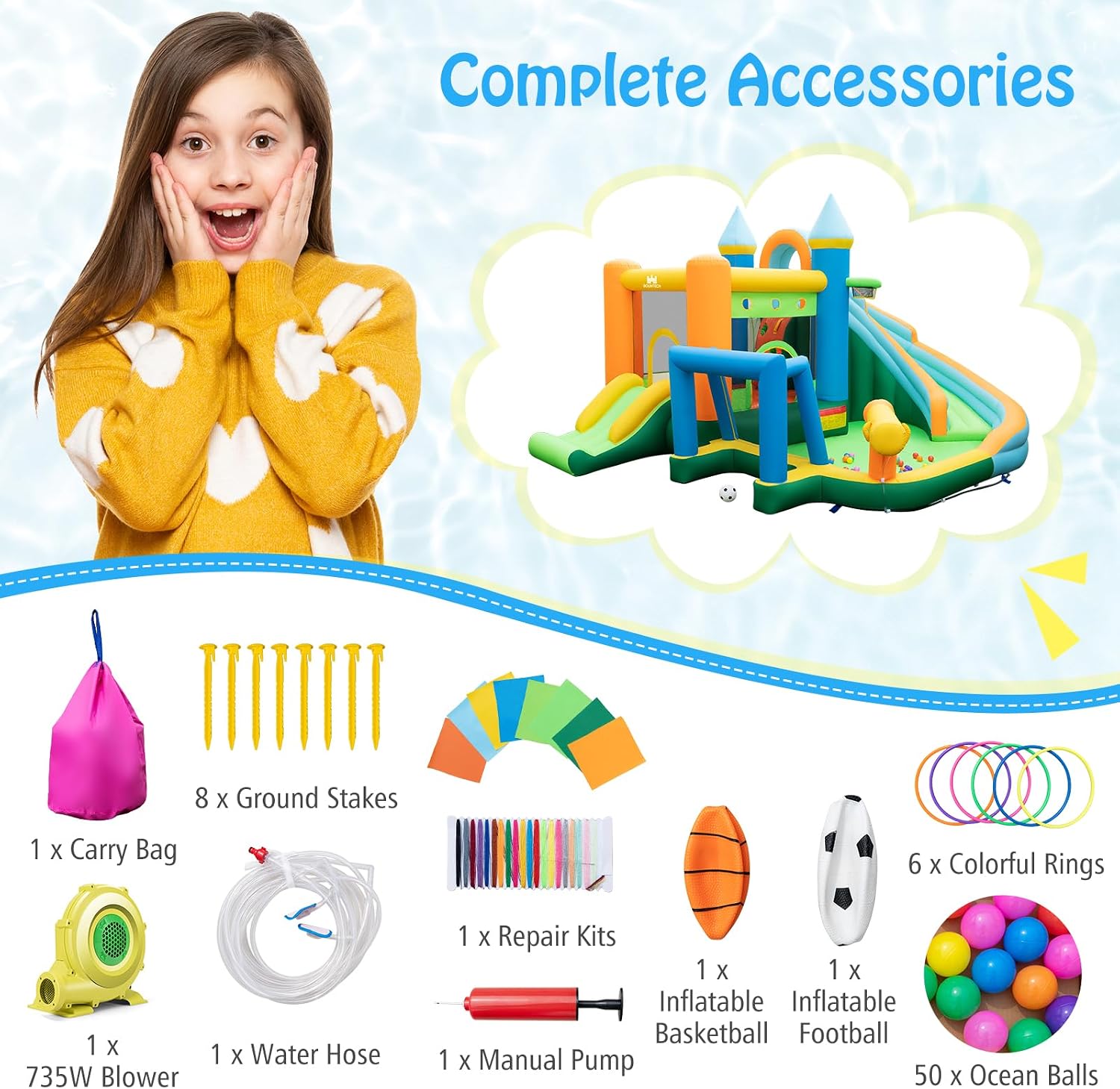 9-in-1 Inflatable Water Slide  - đánh giá và giá Kids Outdoor House