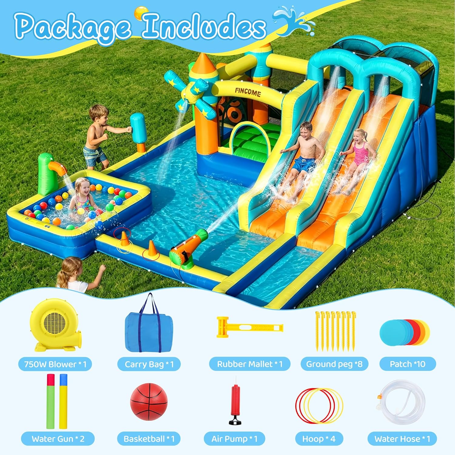 10-in-1 Inflatable Bouncy Cast - đánh giá và giá Kids Outdoor Water Sprinkler
