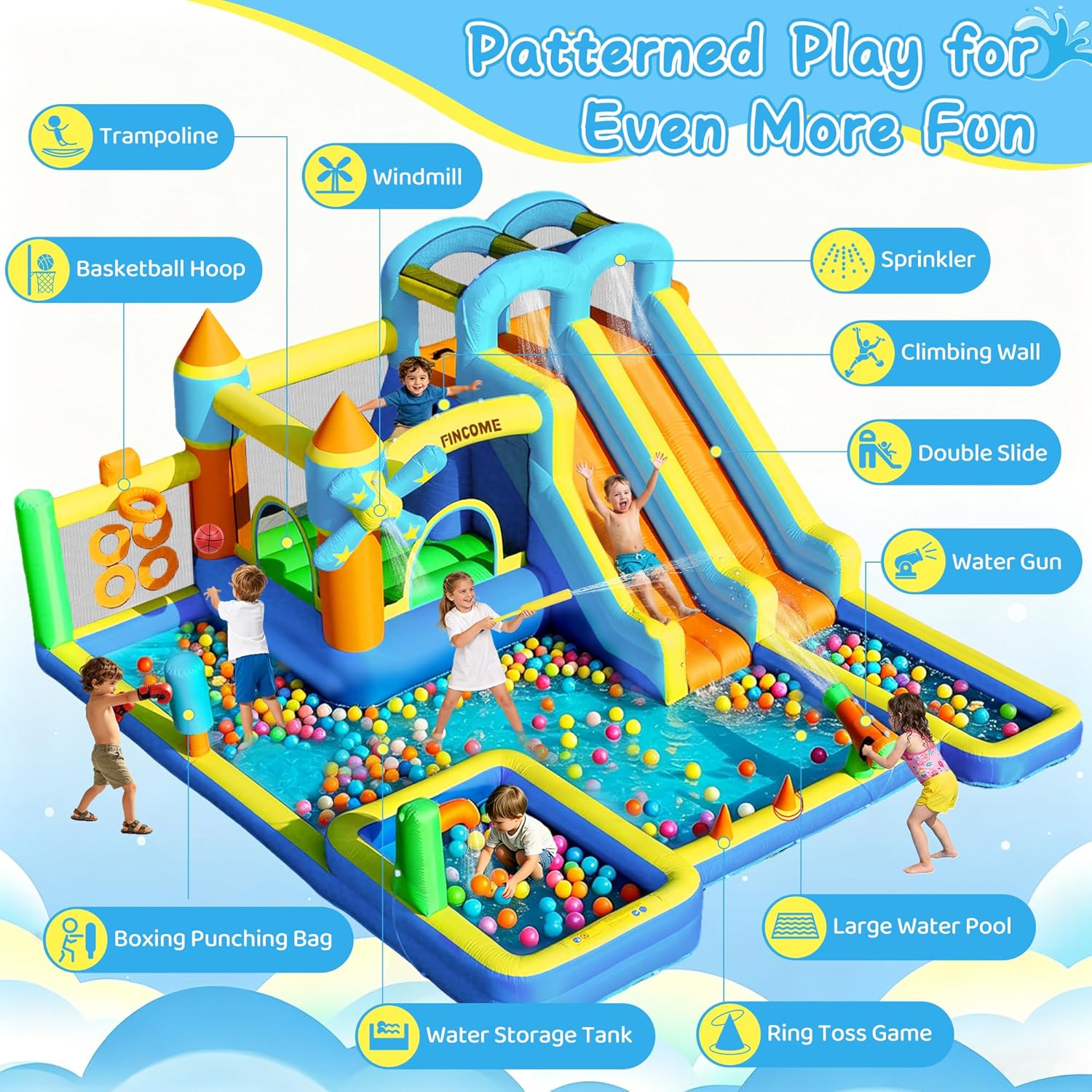 10-in-1 Inflatable Bouncy Cast - đánh giá và giá Kids Outdoor Water Sprinkler