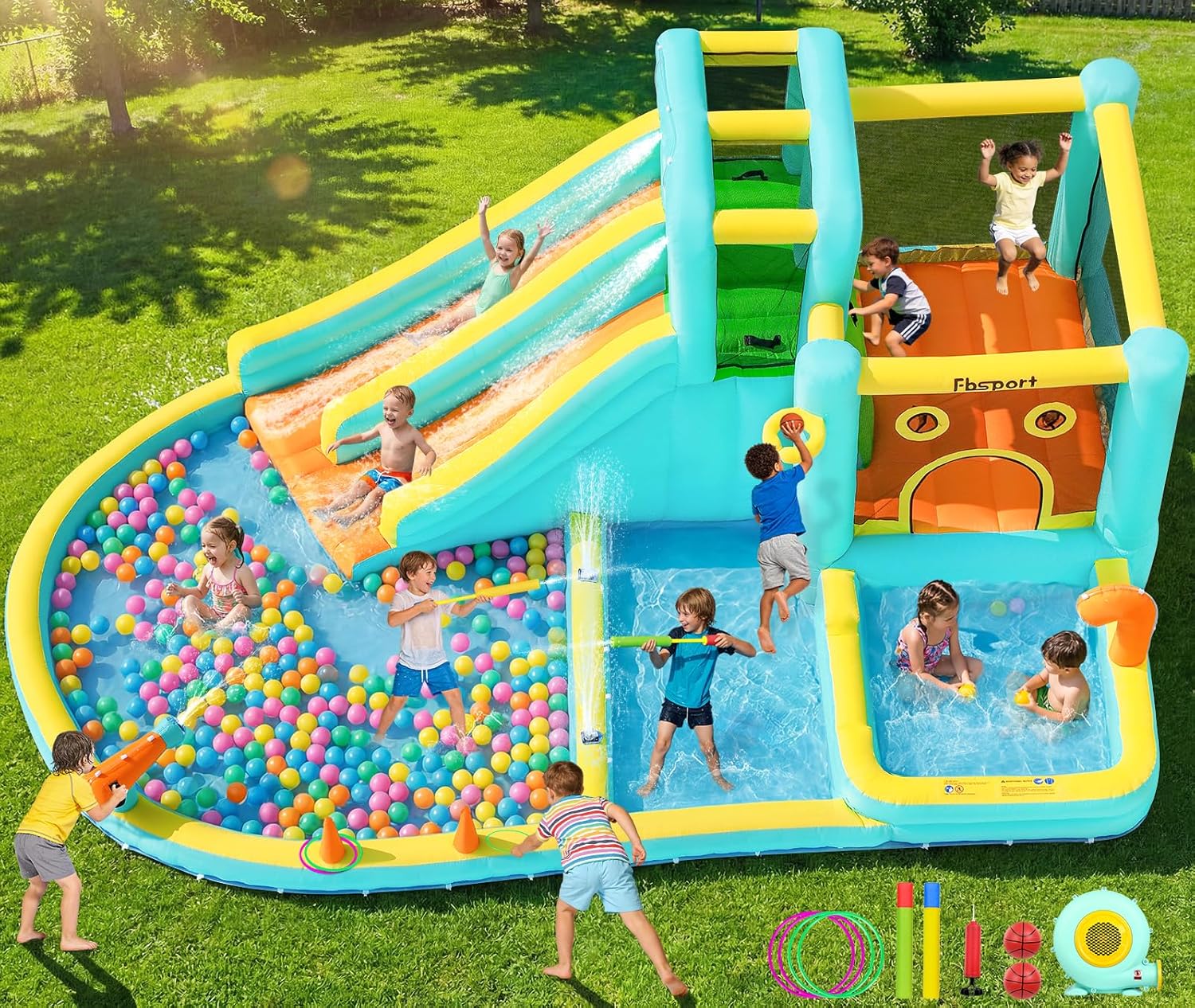 Double Slide Inflatable Water  - đánh giá và giá Kids Outdoor Park