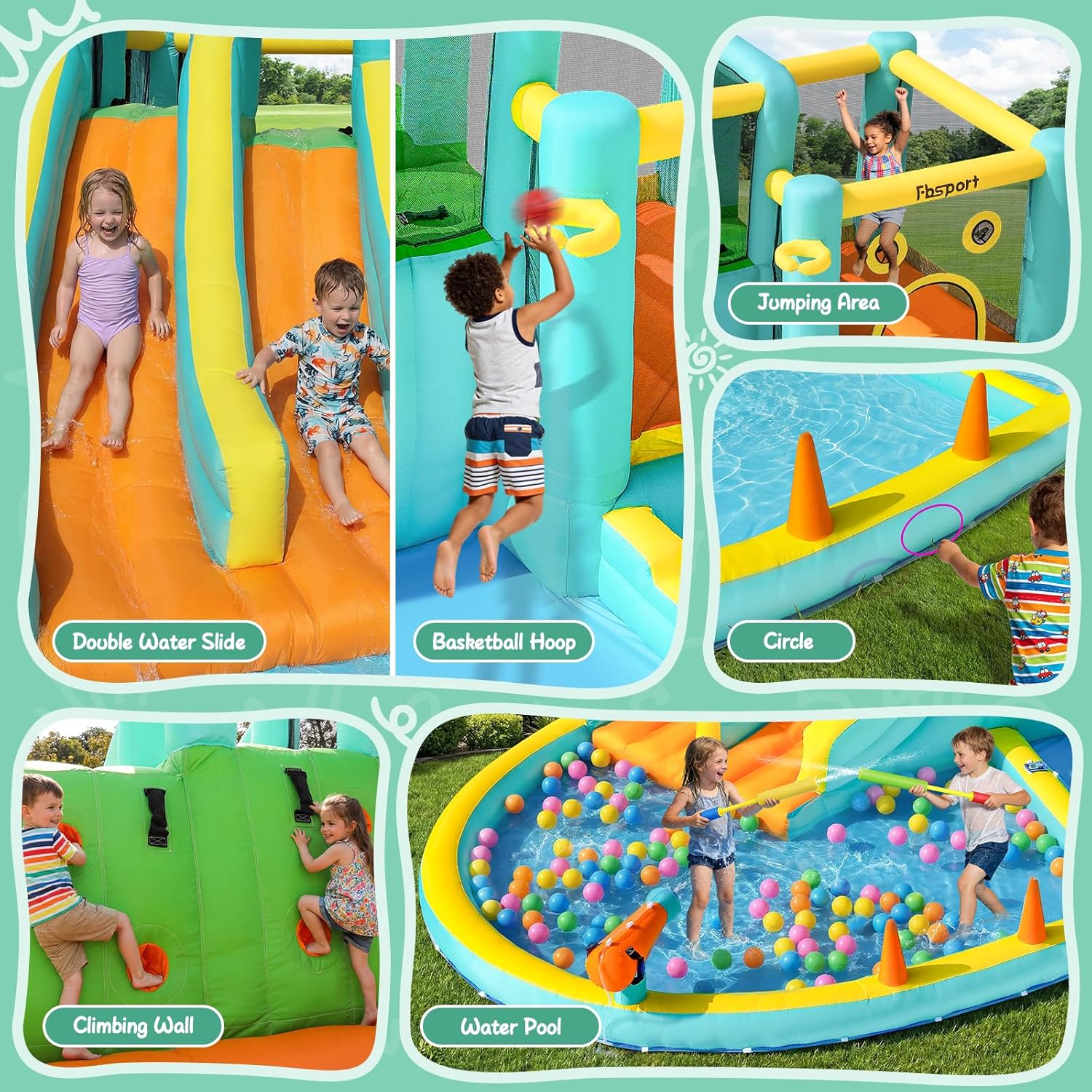 Double Slide Inflatable Water  - đánh giá và giá Kids Outdoor Park