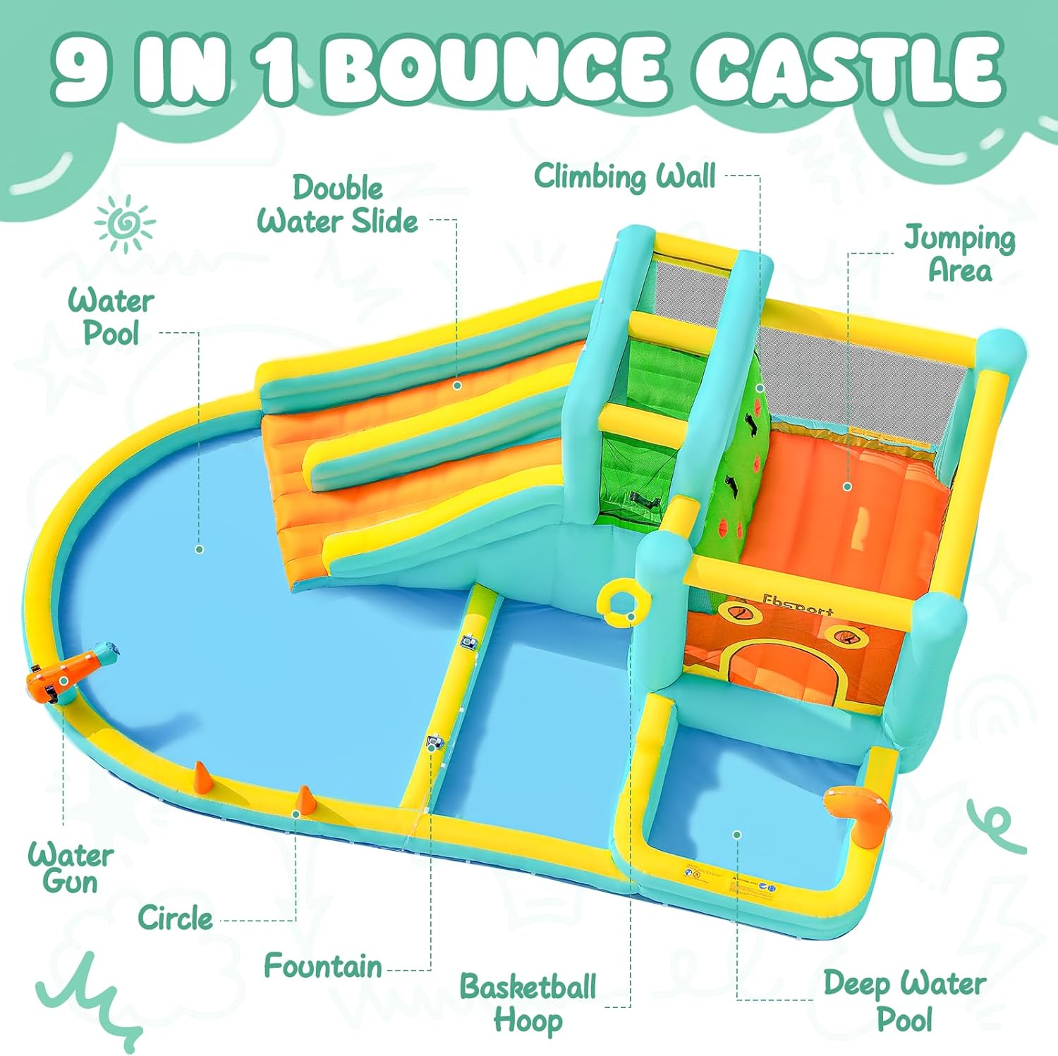 Double Slide Inflatable Water  - đánh giá và giá Kids Outdoor Park