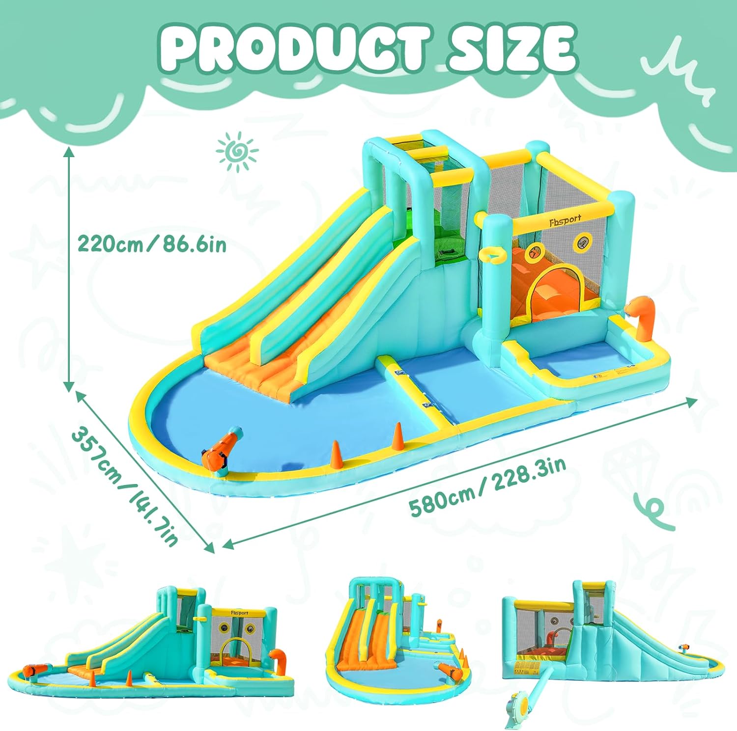 Double Slide Inflatable Water  - đánh giá và giá Kids Outdoor Park