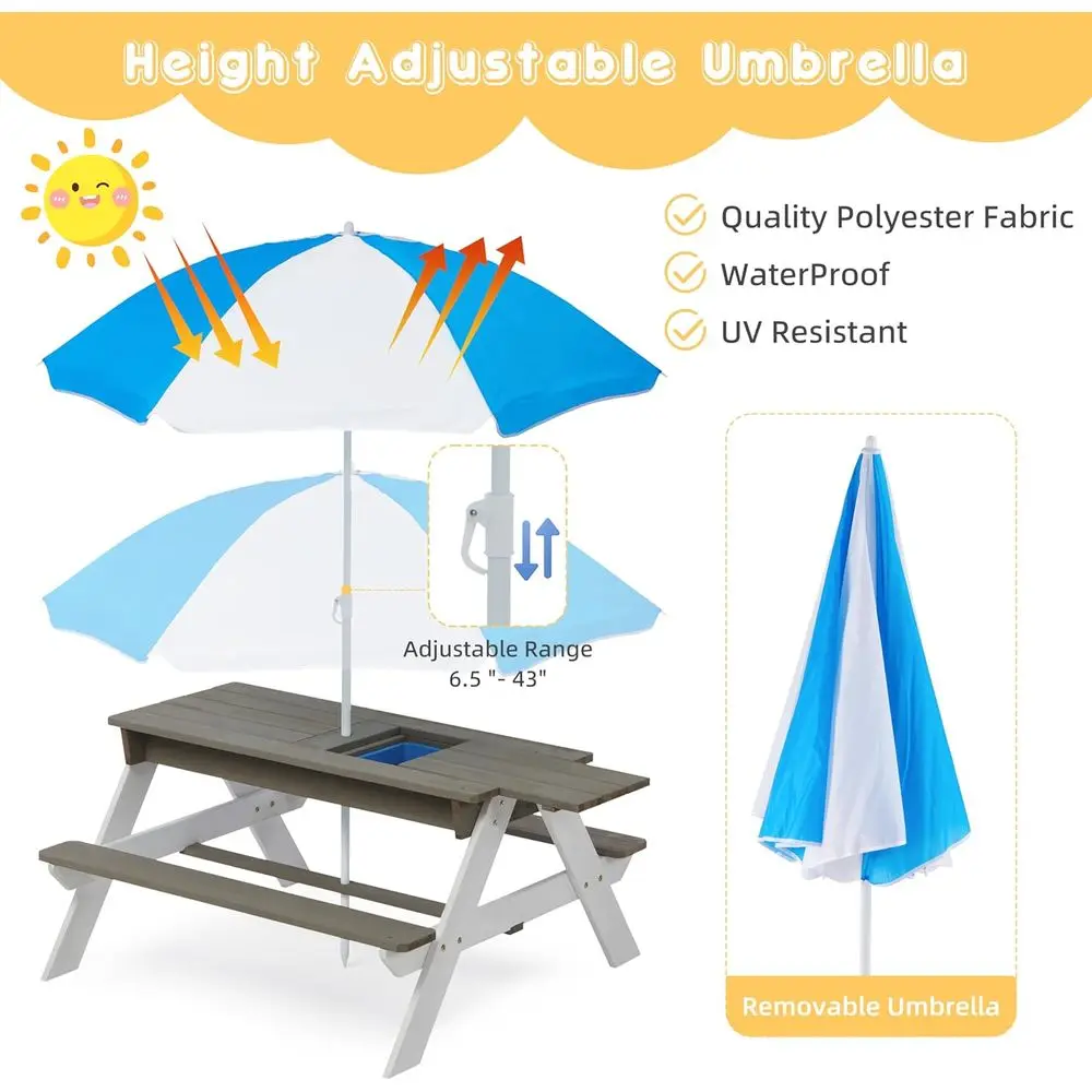 Convertible 3-in-1 Wooden Picn - đánh giá và giá Kids Outdoor Water Play Table