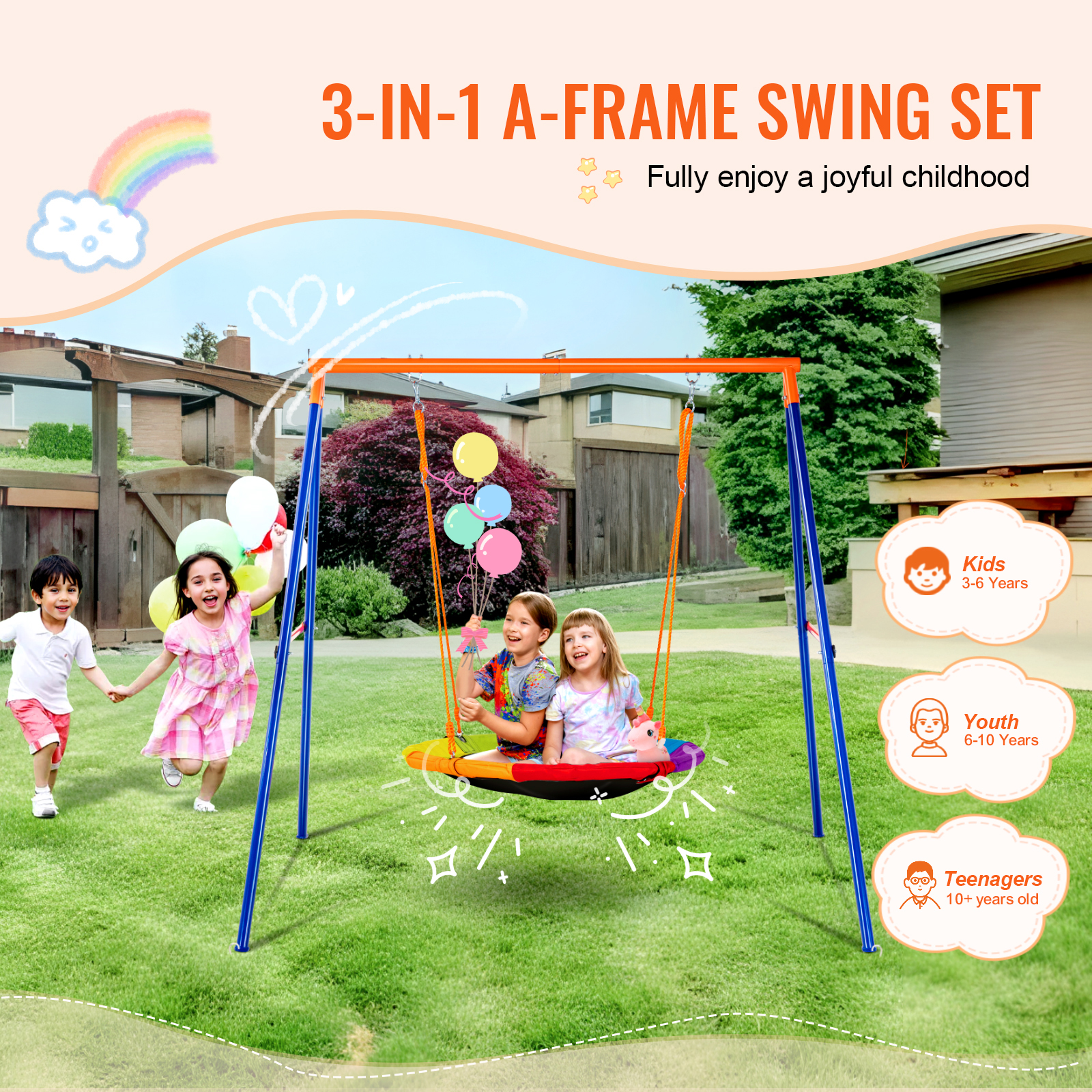 SucceBuy Swing Sets for Backya - đánh giá và giá Kids Outdoor Swing Set