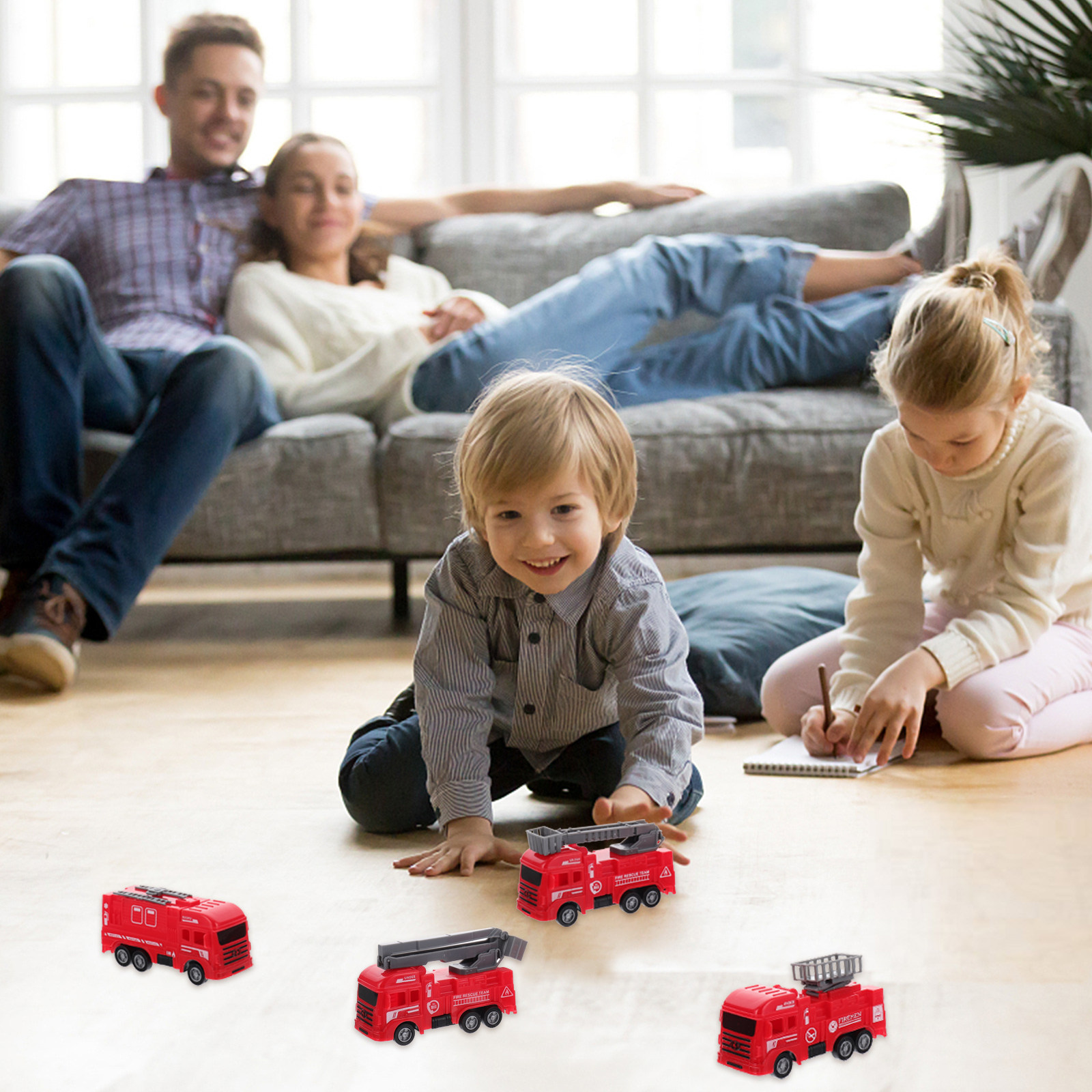 8Pcs Pull-Back Fire Truck Vehi - đánh giá và giá Kids Outdoor Car