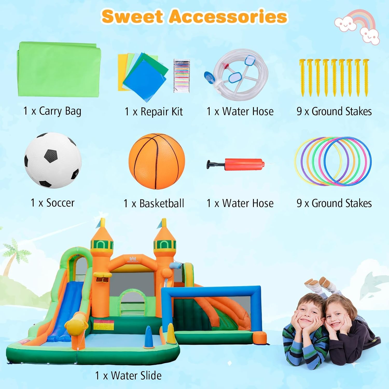 9-in-1 Inflatable Water Park B - đánh giá và giá Kids Outdoor House