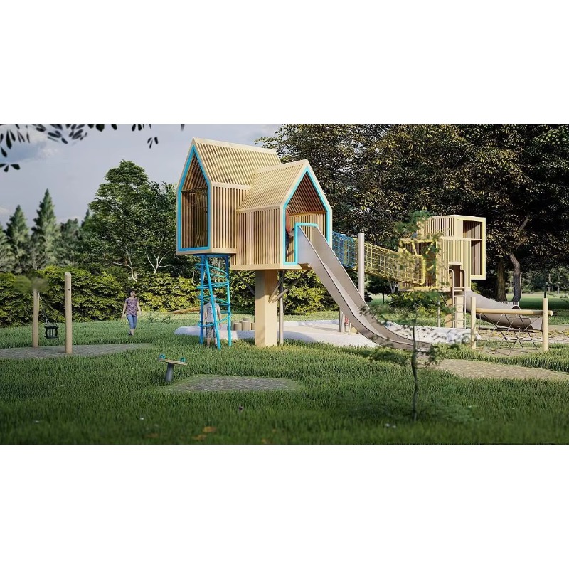 Custom Outdoor Amusement Park  - đánh giá và giá Kids Outdoor Treehouse